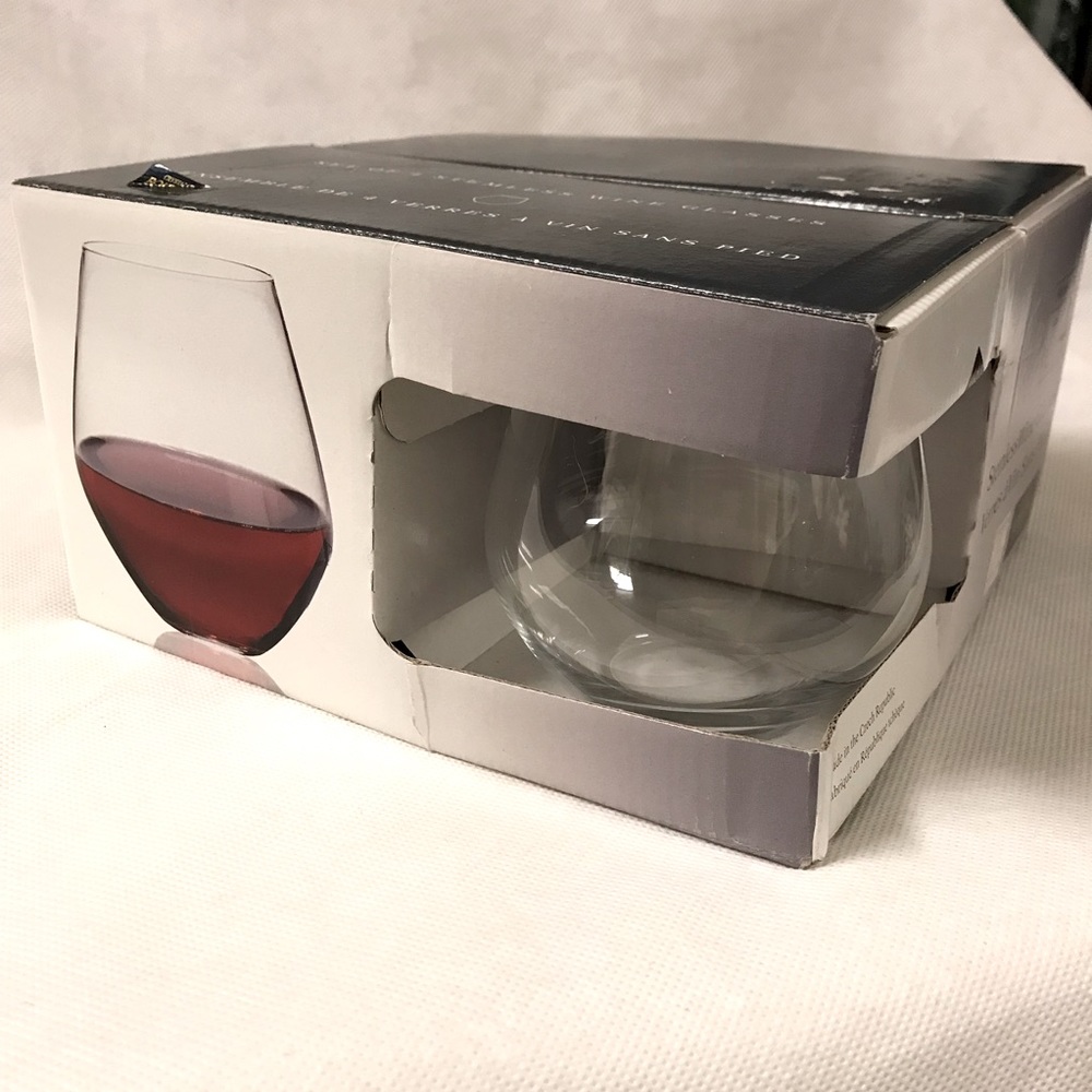 Bohemia Handcrafted Stemless Wine Glasses. Czech Republic Timeless Quality